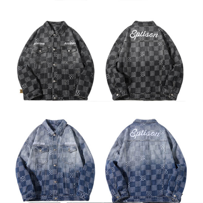 OEM Custom Gradient Embroidered Denim Jacket