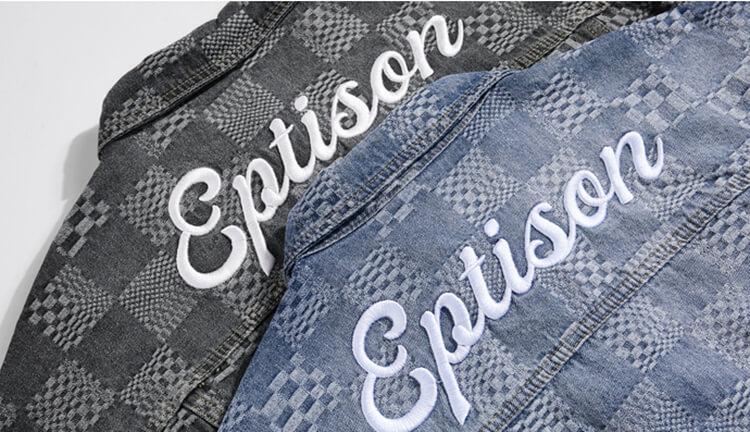 OEM Custom Gradient Embroidered Denim Jacket Details