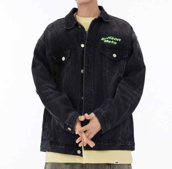 OEM Custom Vintage Wash Printed Denim Jacket | Denim Fabric | Vintage Street Style | Dark Style Streetwear Jacket