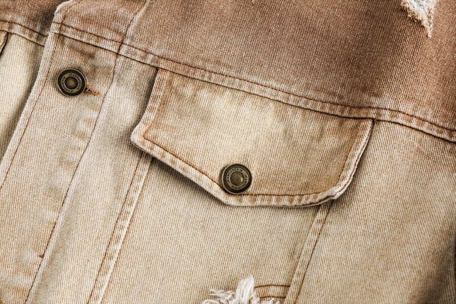 Custom Washed and Spliced Denim Jacket Details