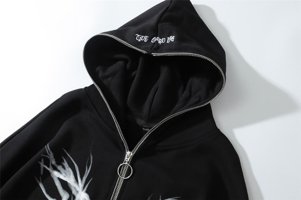 Custom Dark Style Printed Hoodie Details