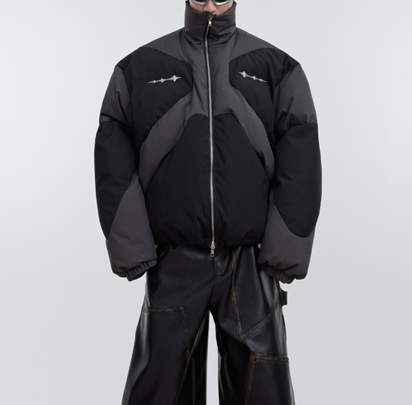 Custom Patchwork Short Puffer Jacket Cotton Coat | Leather Fabrics | High Street Style | Custom Jacket Manufacturer | OEM & ODM