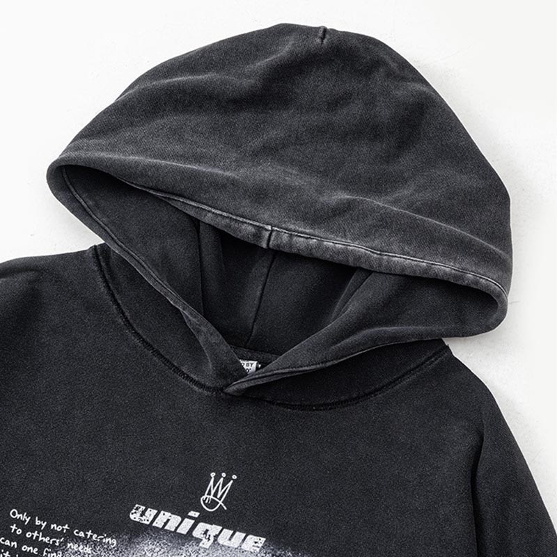 Custom Heavyweight Washed Hoodies Details