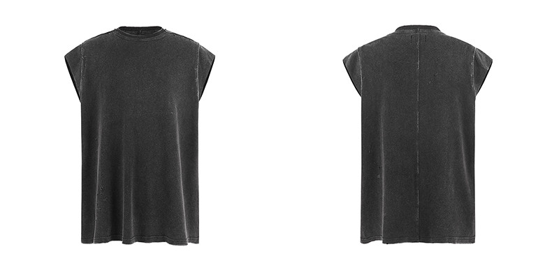 Custom Washed Spliced Sleeveless T-Shirt