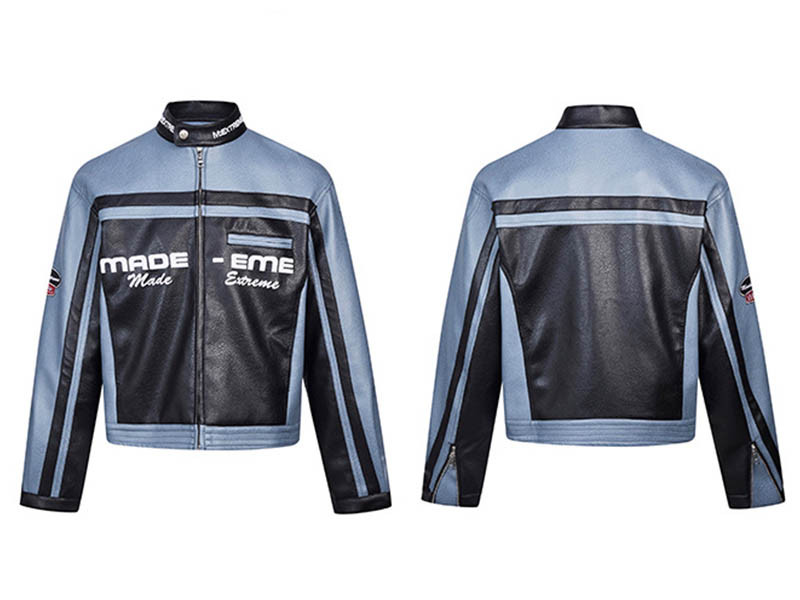 Custom PU Leather Patchwork Racing Jacket