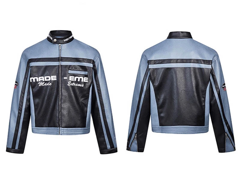 Custom PU Leather Patchwork Racing Jacket
