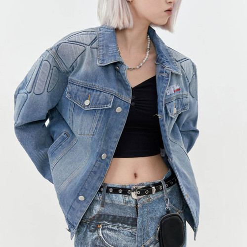 Custom 3D Embossed Washed Denim Jacket | Custom Denim Jacket | Street Style | Custom Jacket Manufacturer