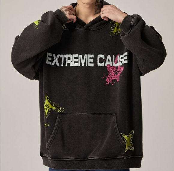 Custom Vintage Washed Star Printing Hoodies | Cotton Fabrics | Vintage Style | Oversized Fit | Custom Vintage Hoodies Manufacturer