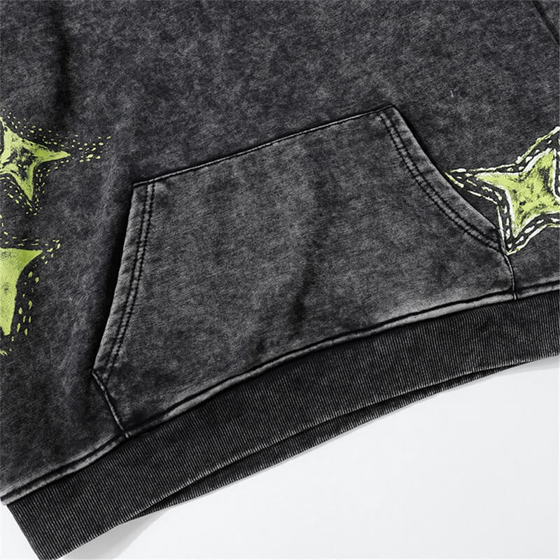 Custom Vintage Washed Star Printing Hoodies