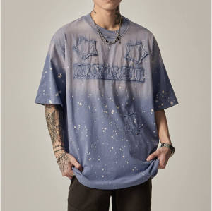 Custom Ink Splatter Appliqué Printed T-Shirt | Cotton Fabrics | Vintage Style | Oversized Fit | Custom Vintage T-Shirts Manufacturer
