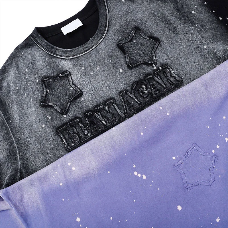 Custom Ink Splatter Appliqué Printed T-Shirt Details