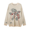 Custom Halloween Skeleton Tattered Sweater | Blended Fabrics | Punk Style | Custom Vintage Sweater Manufacturer