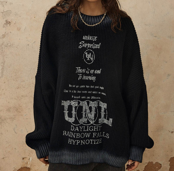 Custom Airbrushed Vintage Style Sweater | Mercerized Cotton | Punk Style | Custom Vintage Sweater Manufacturer