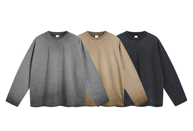 OEM Custom Dirty Dye Vintage Long Sleeve T-Shirt