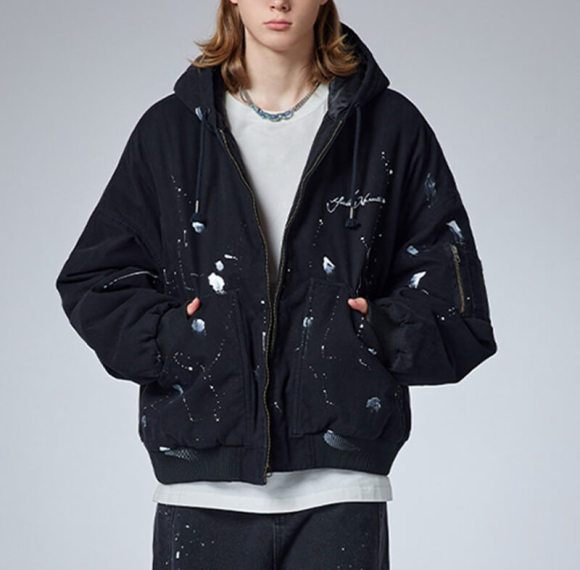 OEM Custom Splash Ink Flight Cotton Coats Jacket | Vintage Style | Boxy Fit | Custom Vintage Coats Manufacturer