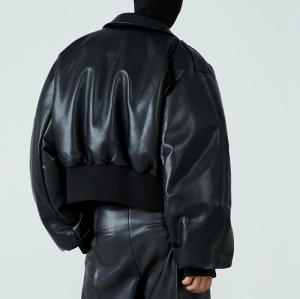 OEM Custom PU Leather Short Cotton Coats | Punk Style | Boxy Fit | Custom Vintage Coats Manufacturer