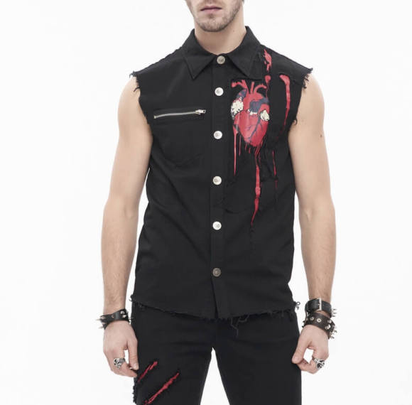 Custom Dark Punk Sleeveless Shirt | Blended Fabrics | Dark Punk Style | Oversized Fit | Custom Vintage Shirts Manufacturer