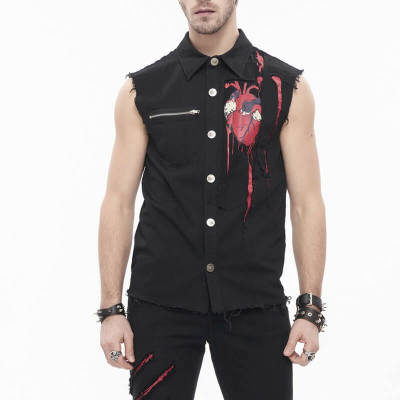 Custom Dark Punk Sleeveless Shirt | Blended Fabrics | Dark Punk Style | Oversized Fit | Custom Vintage Shirts Manufacturer