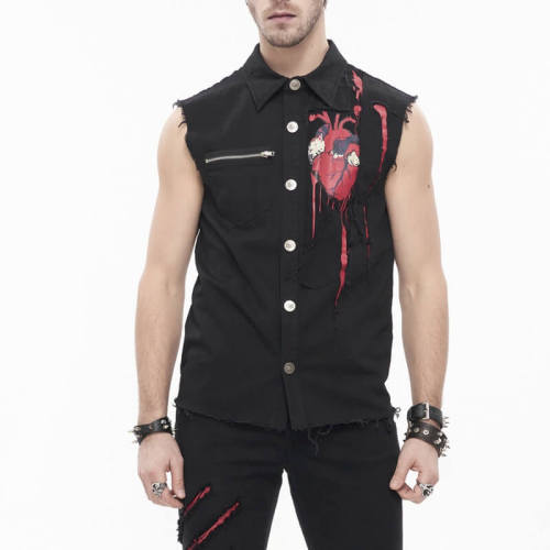 Custom Dark Punk Sleeveless Shirt | Blended Fabrics | Dark Punk Style | Oversized Fit | Custom Vintage Shirts Manufacturer