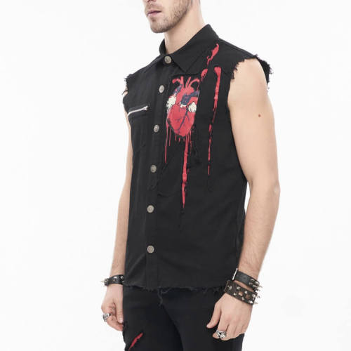 Custom Dark Punk Sleeveless Shirt | Blended Fabrics | Dark Punk Style | Oversized Fit | Custom Vintage Shirts Manufacturer