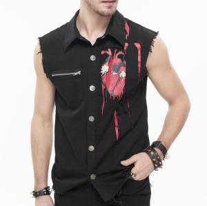 Custom Dark Punk Sleeveless Shirt | Blended Fabrics | Dark Punk Style | Oversized Fit | Custom Vintage Shirts Manufacturer