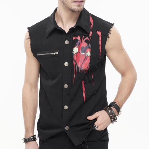 Custom Dark Punk Sleeveless Shirt | Blended Fabrics | Dark Punk Style | Oversized Fit | Custom Vintage Shirts Manufacturer