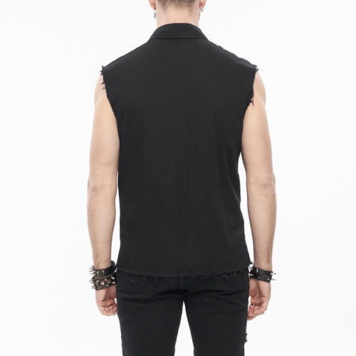 Custom Dark Punk Sleeveless Shirt | Blended Fabrics | Dark Punk Style | Oversized Fit | Custom Vintage Shirts Manufacturer