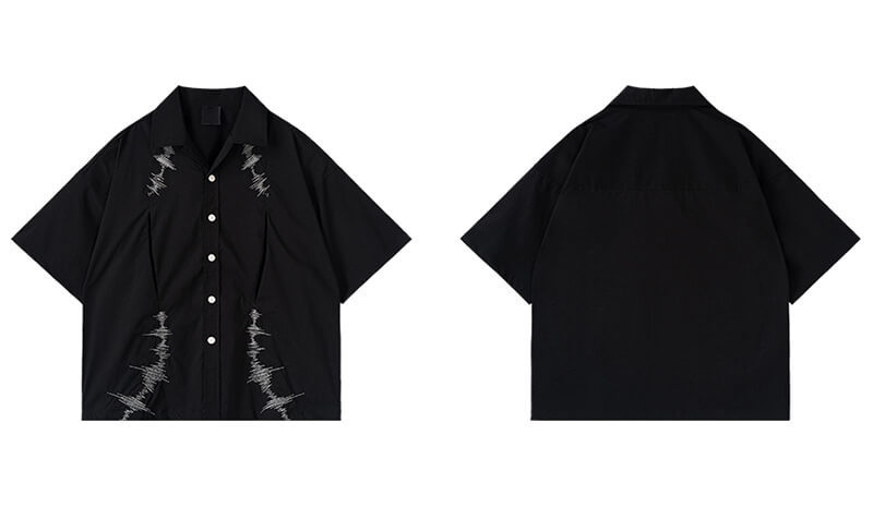 Custom Embroidered Pleated Button Down Shirt