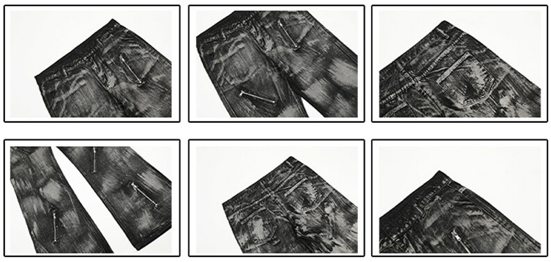 OEM Custom Batik Washed Jeans Flare Pants Details