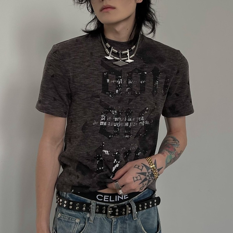 Custom Punk Slim Fit Printed T-Shirt