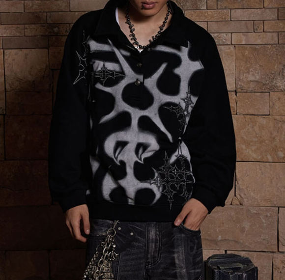 Custom Dark Punk Washed Hoodie Sweatshirt | Cotton Fabric | Punk Style | Vintage Hoodies Manufacturer