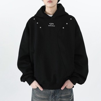 Custom Studded Deconstructed Hoodie | Cotton Fabric | Simple Style | Vintage Hoodies Manufacturer