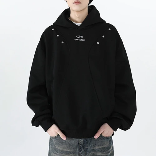 Custom Studded Deconstructed Hoodie | Cotton Fabric | Simple Style | Vintage Hoodies Manufacturer