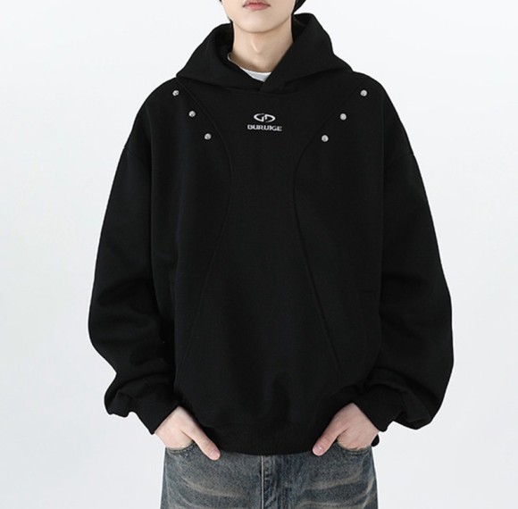 Custom Studded Deconstructed Hoodie | Cotton Fabric | Simple Style | Vintage Hoodies Manufacturer