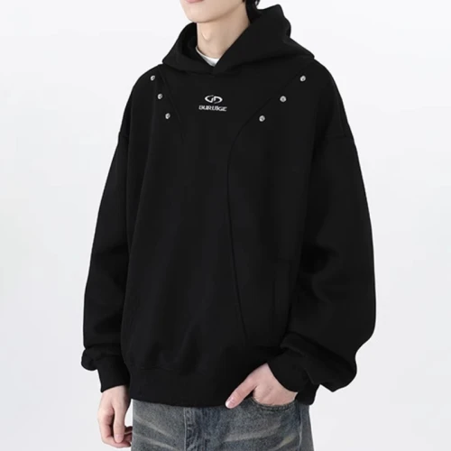 Custom Studded Deconstructed Hoodie | Cotton Fabric | Simple Style | Vintage Hoodies Manufacturer
