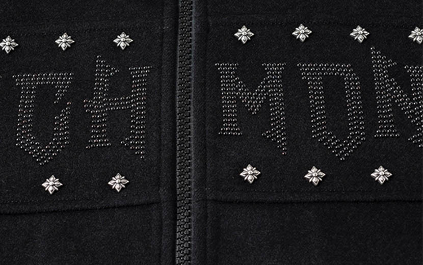 Custom Studded & Rhinestone Fleece Jacket Details