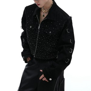 Custom Rhinestone Patchwork Short Denim Jacket | Denim Fabric | Vintage Style | Vintage Jacket Manufacturer