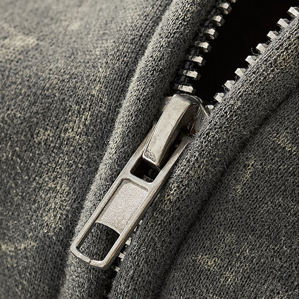 Custom Vintage Washed Solid Color Zip Hoodie Details