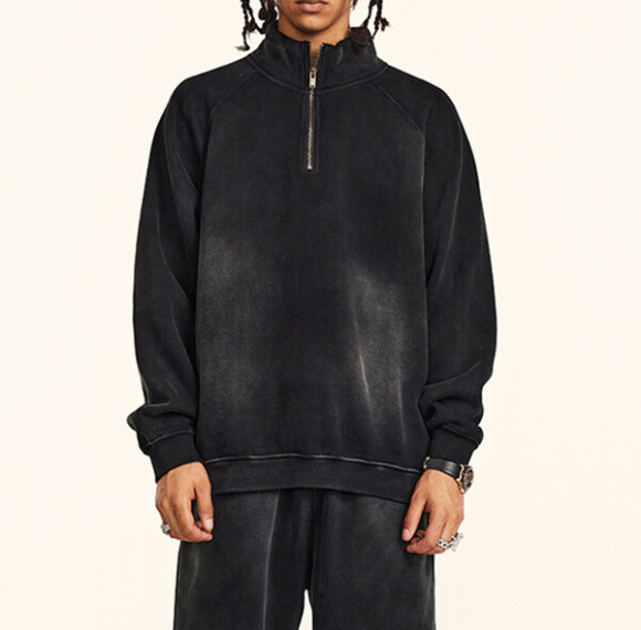 Custom Solid Color Sun Dried Zip-Up Hoodie | Streetwear Zip-Up Hoodie | Vintage Hoodies Manufacturer