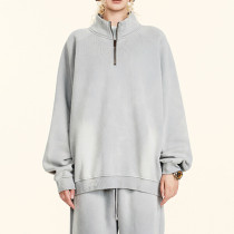 Custom Solid Color Sun Dried Fleece Zip Hoodie | Streetwear Fleece Hoodies | Vintage Hoodies Manufacturer