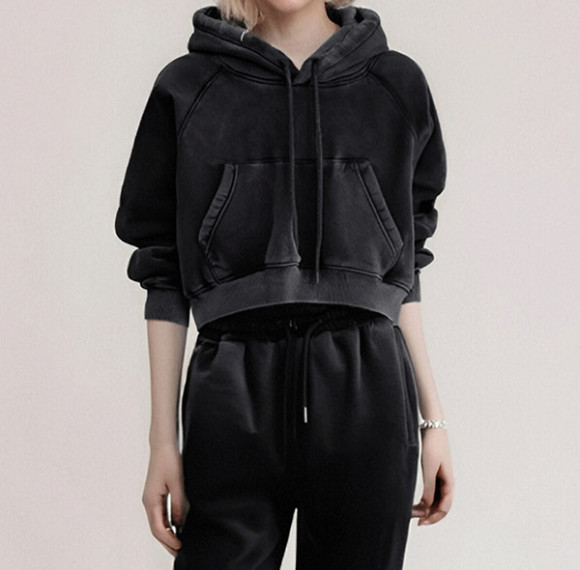 Custom Solid Color Snow Washed Cropped Hoodies | Streetwear Cropped Hoodies | Vintage Hoodies Manufacturer