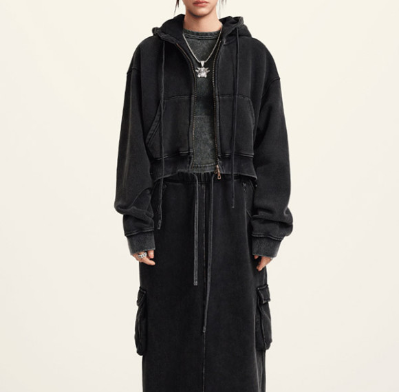 OEM Custom Vintage Washed Cropped Hoodie | Streetwear Cropped Hoodies | Vintage Hoodies Manufacturer