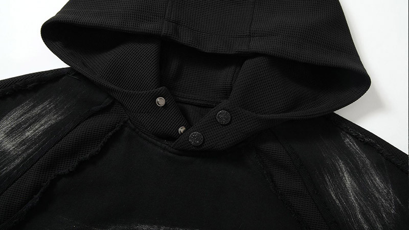 Custom Dark Punk Washed Sleeveless Hoodie Details