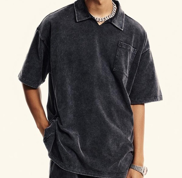 2025 Spring/Summer New Custom Washed Casual Polo T-Shirt | Streetwear Basic T-shirts | Vintage T-shirts Manufacturer