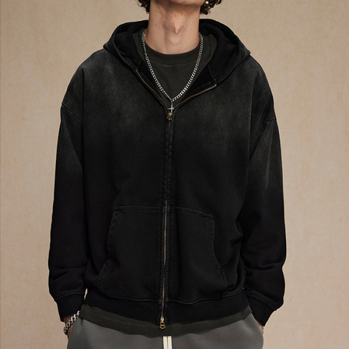 Custom 450GSM Terry Fabric Vintage Washed Hoodie | Streetwear Zip-Up Hoodie | Support OEM Customized