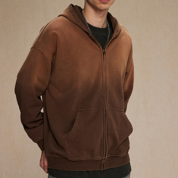 Custom 450GSM Terry Fabric Vintage Washed Hoodie | Streetwear Zip-Up Hoodie | Support OEM Customized