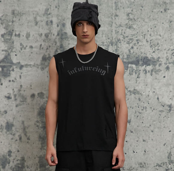 2025 Summer New Leather Applique Embroidered Vest | Dark Street Style | Streetwear Tank Top Manufacturer