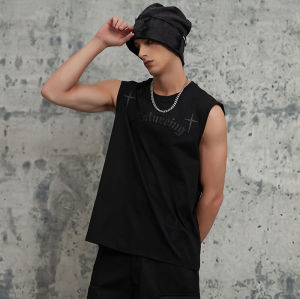 2025 Sommer Neue Weste mit bestickter Lederapplikation | Dunkler Streetstyle | Streetwear Tank Top Hersteller