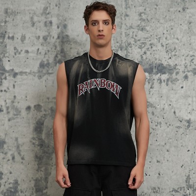 2025 Retro Original Design | Vintage Washed Letter Printed Sleeveless T-Shirts | Sun Dried & DTG