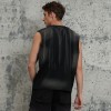 ORI240707 Gewaschenes und besprühtes T-Shirt mit Vintage-Buchstabendruck und Farbverlauf, ärmellos | Vintage-Streetstyle | Hersteller von Streetwear-T-Shirts